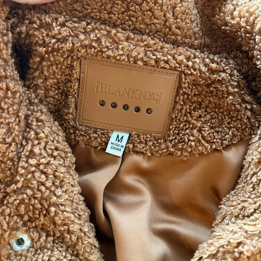 Blank NYC Teddy Sherpa Shirt Jacket Cinnamon Stick Brown M - Picture 8 of 12